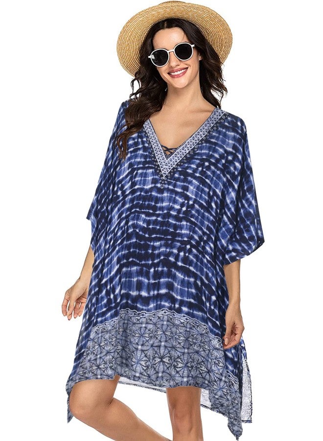 Moss Rose Women's Swimsuit Cover up Beach Kaftan for Bathing Suit with Floral Pattern - Image 1